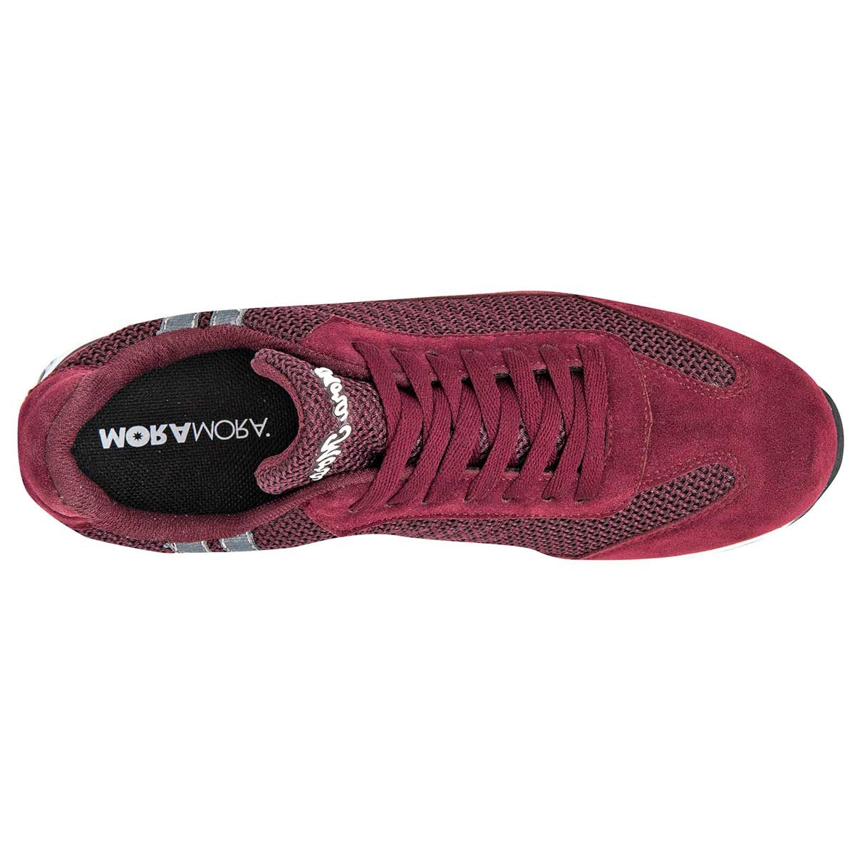 Tenis con Cordones Exterior Textil Color Vino Para Hombre De Moramora