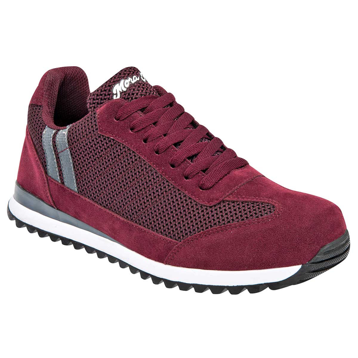 Tenis con Cordones Exterior Textil Color Vino Para Hombre De Moramora