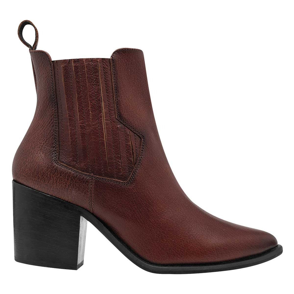 Botín con tacón Exterior Piel Color Café Para Mujer De RBCOLLECTION