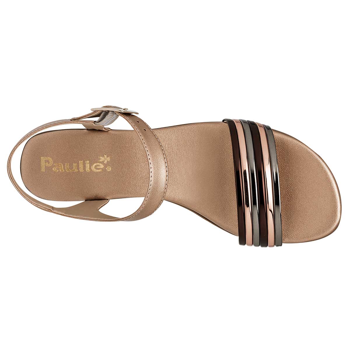 Sandalias de piso Exterior Charol Color Oro Para Mujer De PAULIE