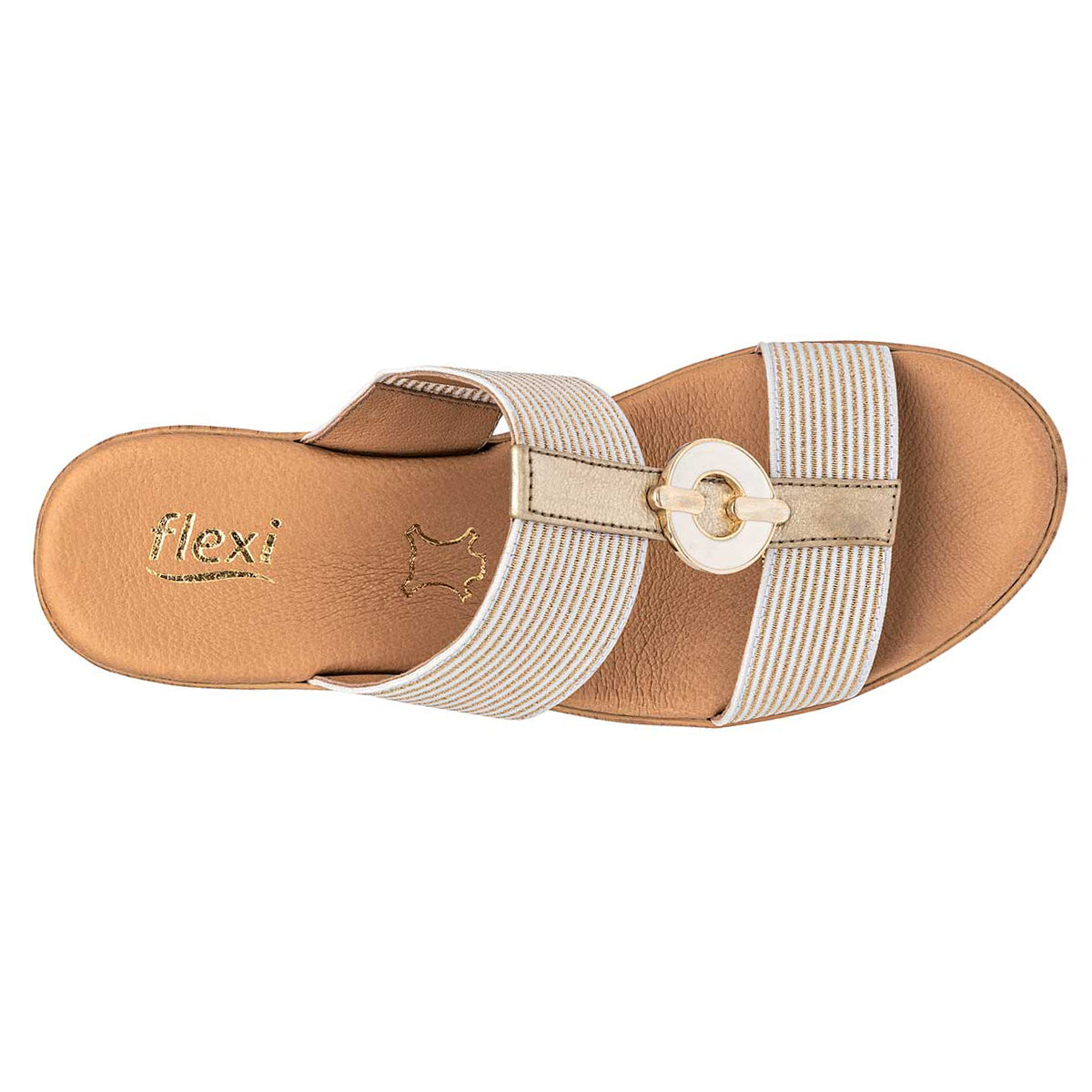 Sandalias con plataforma Exterior Textil Color Blanco Oro Para Mujer De FLEXI