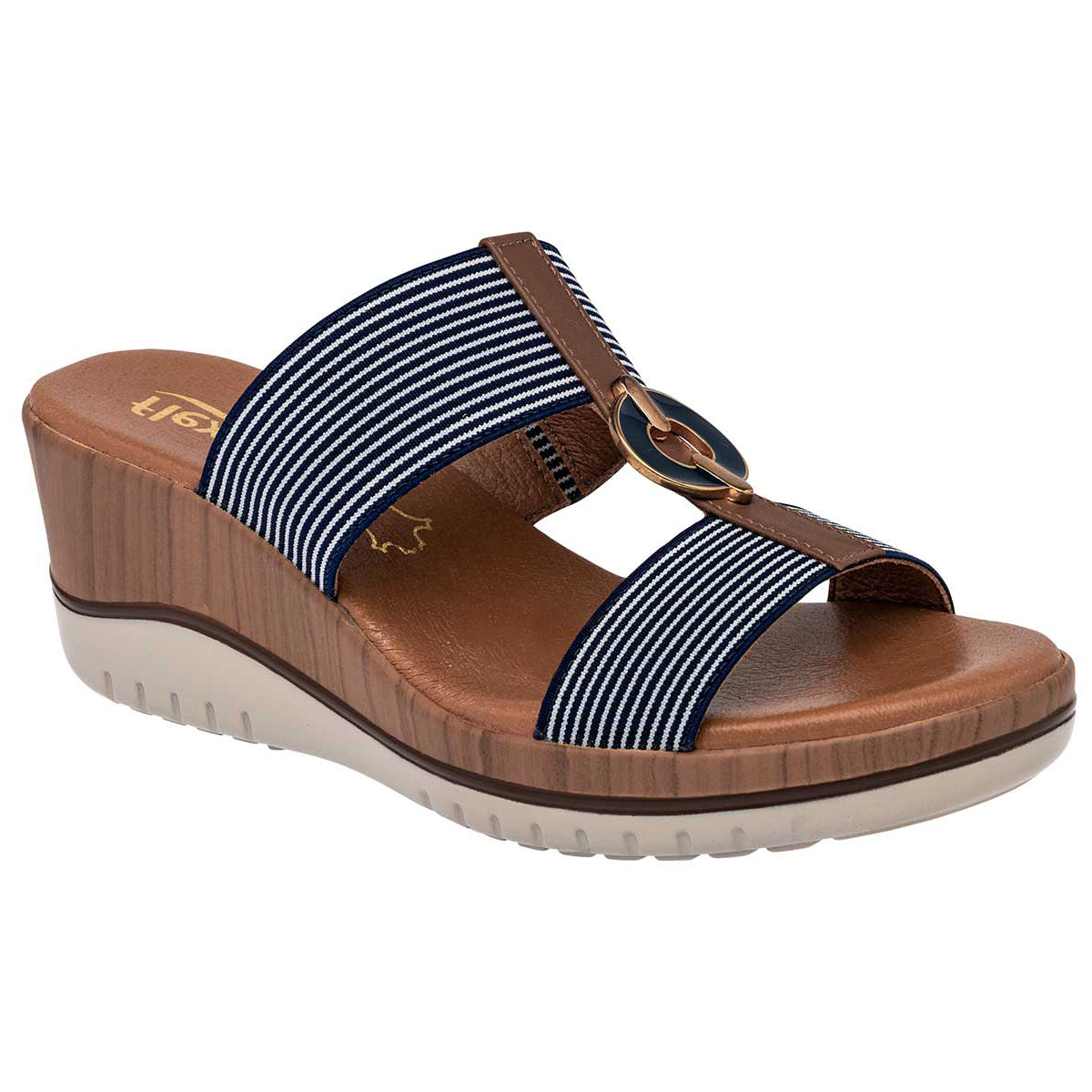 Sandalias con plataforma Exterior Textil Color Marino Con Blanco Para Mujer De FLEXI