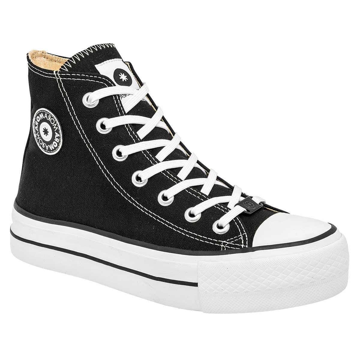 Tenis botín Exterior Textil Color Negro Con Blanco Para Mujer De Mora Mora