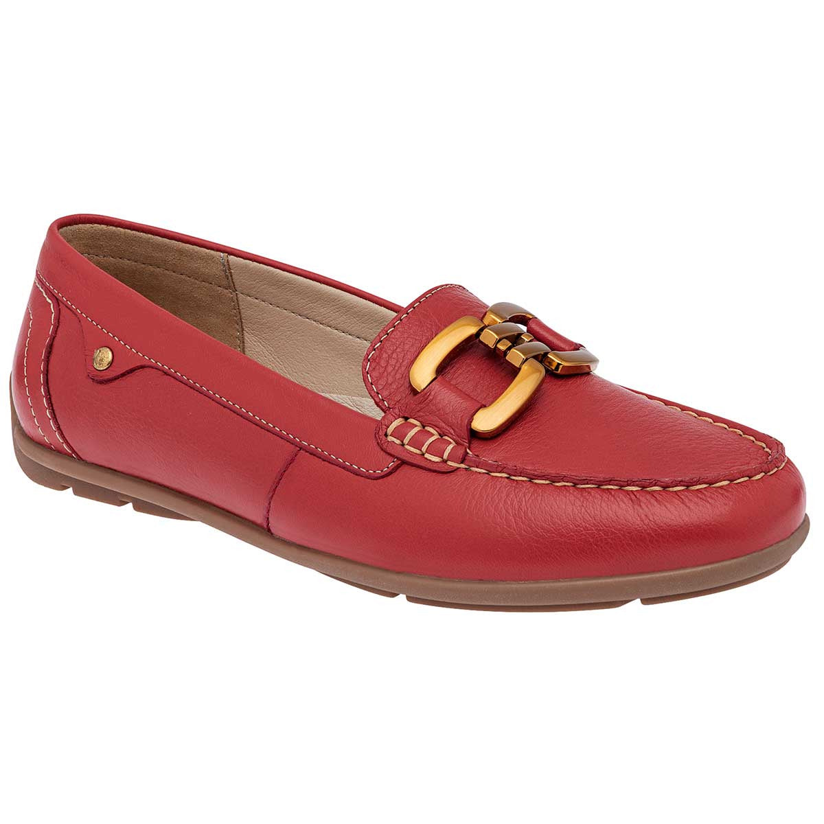 Mocasines Exterior Piel Color Rojo Para Mujer  De Flexi