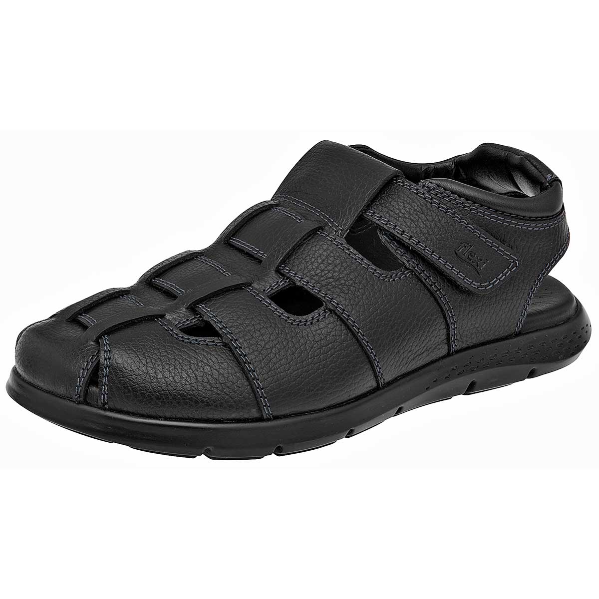 Sandalias de piso Exterior Piel Color Negro Para Hombre De Flexi