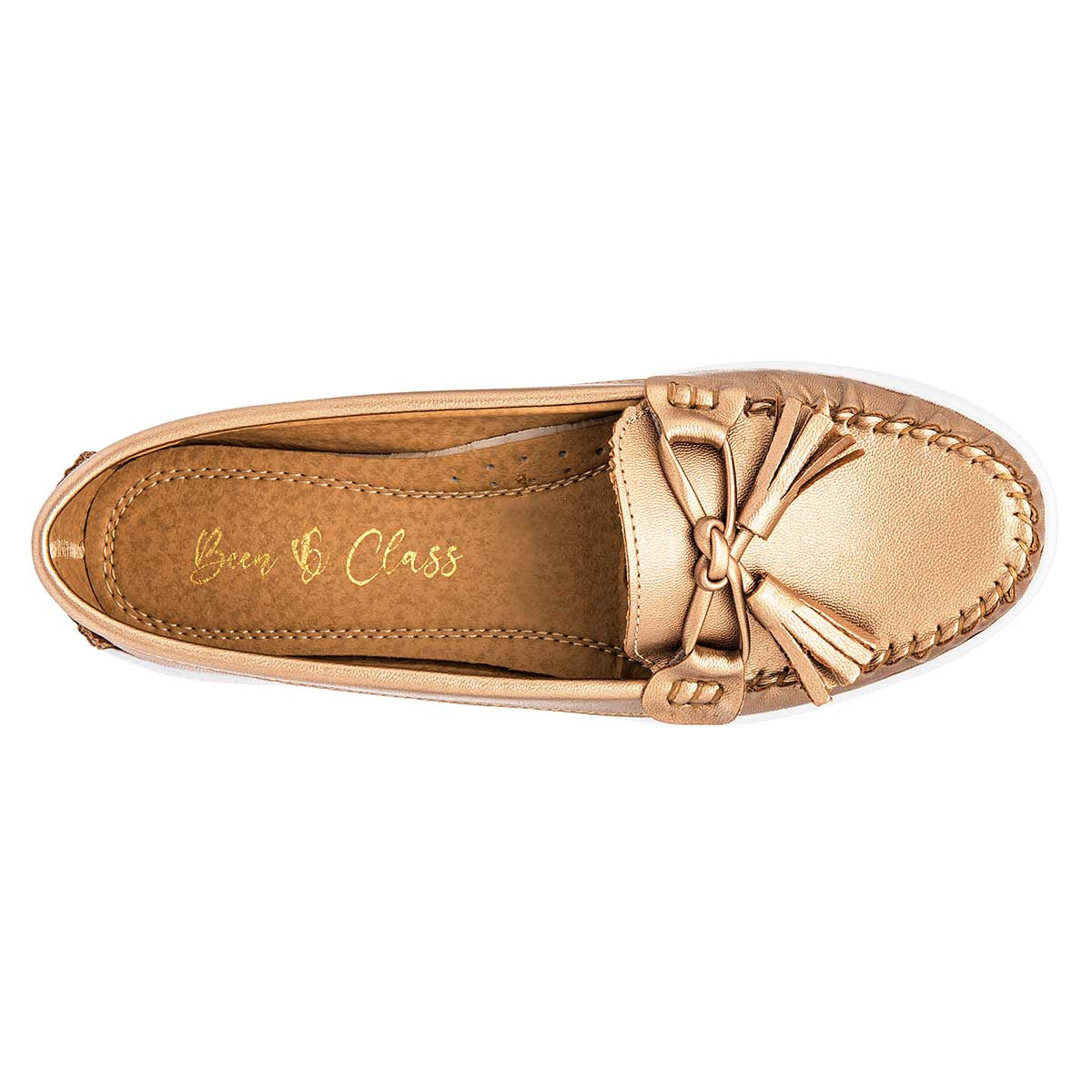 Zapato Oxfords Exterior Sintético Color Oro Para Mujer De Been Class