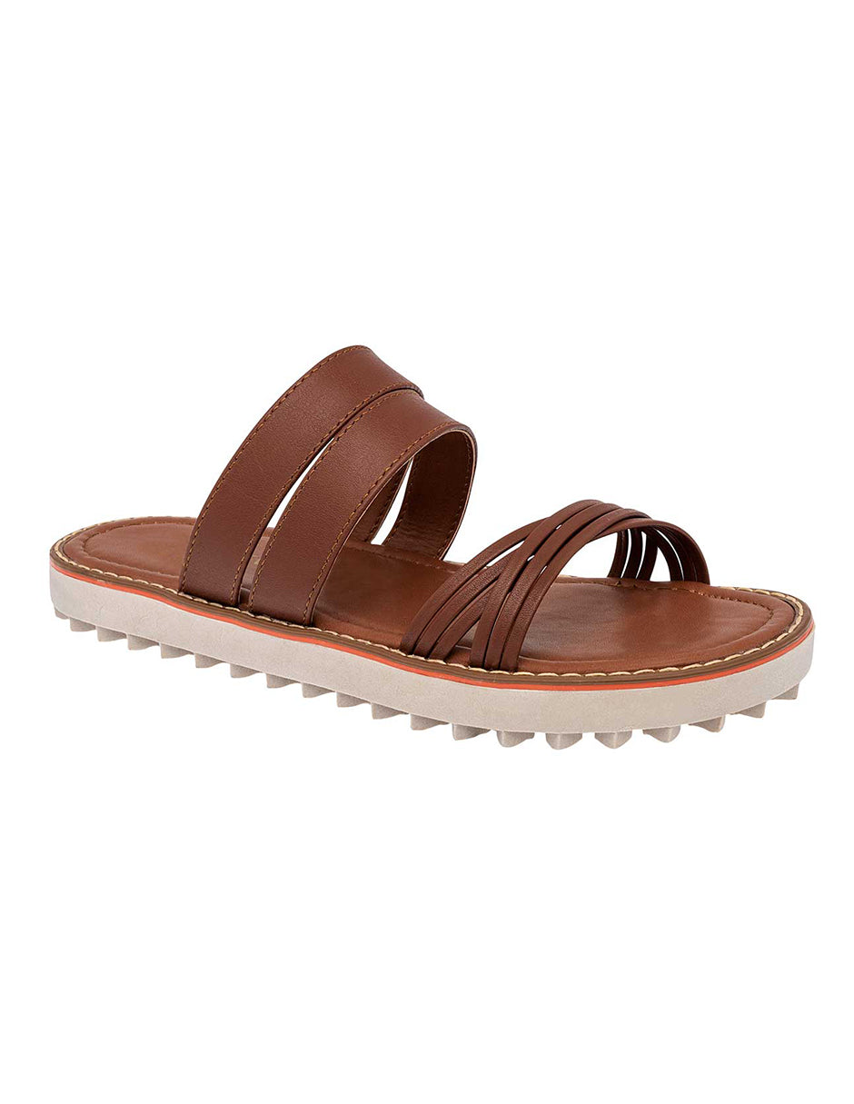 Sandalias de piso Exterior Piel sintética Color Café Para Mujer De RBCOLLECTION