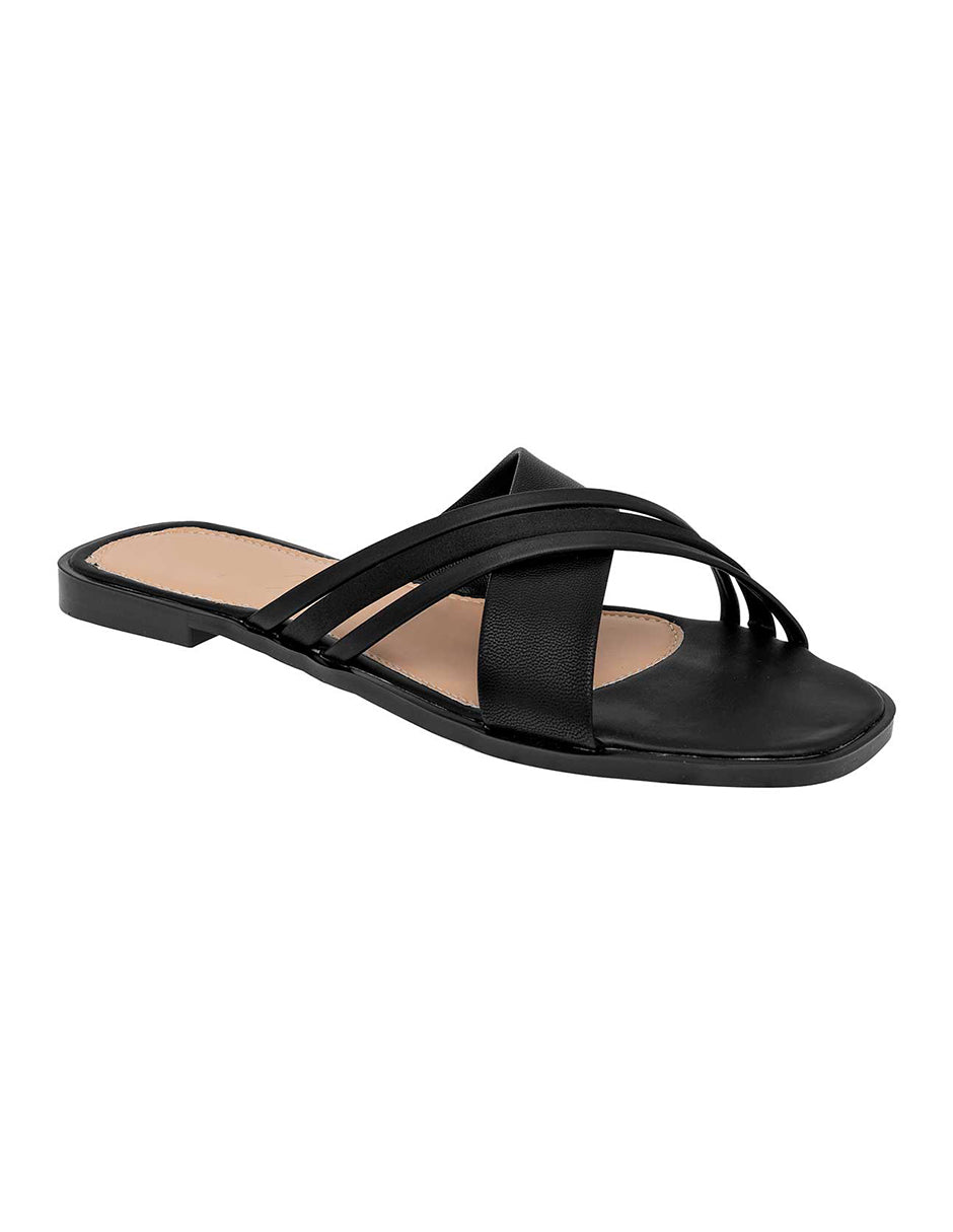 Sandalias de piso Exterior Piel sintética Color Negro Para Mujer De RBCOLLECTION