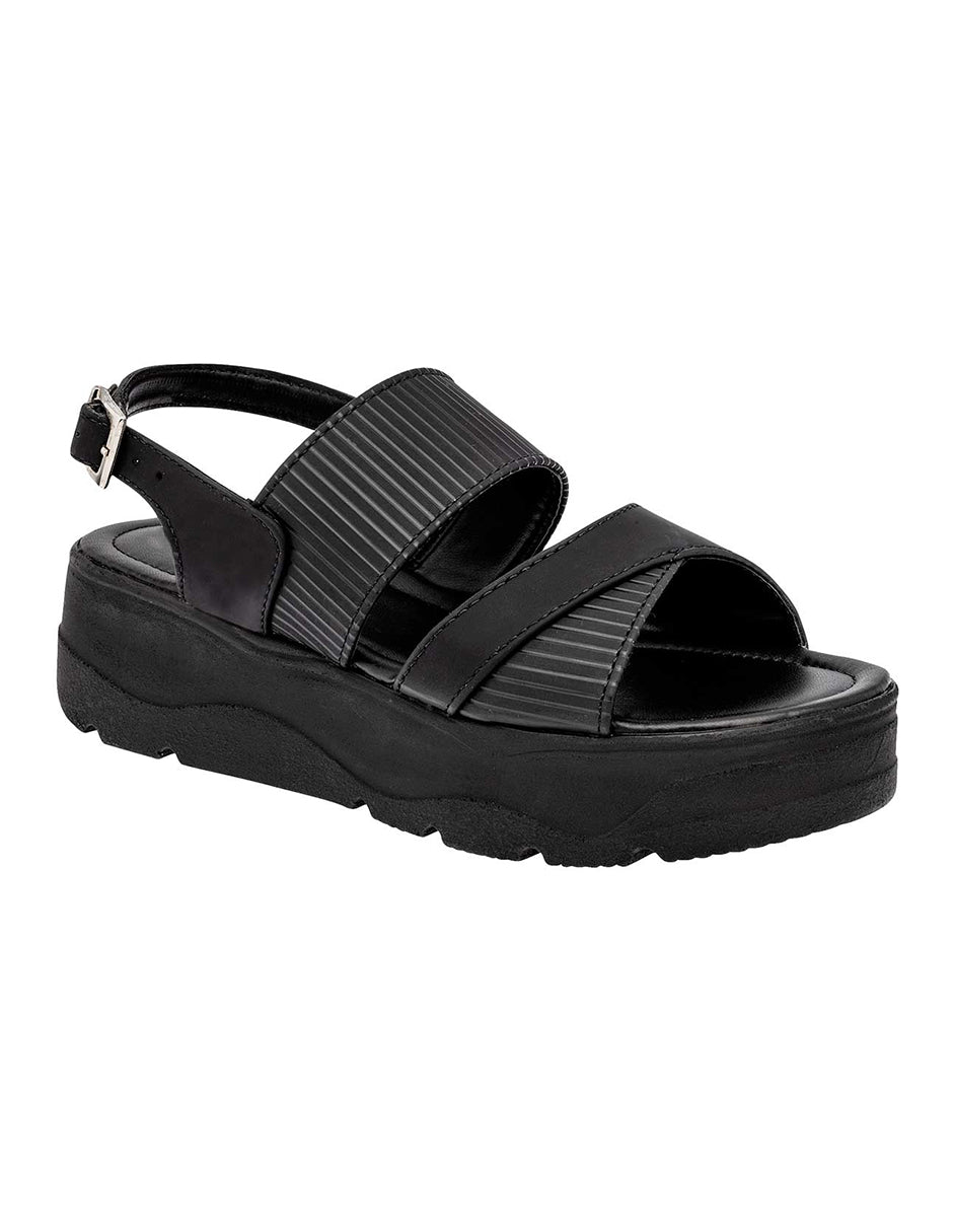 Sandalias con plataforma Exterior Piel sintética Color Negro Para Mujer De RBCOLLECTION