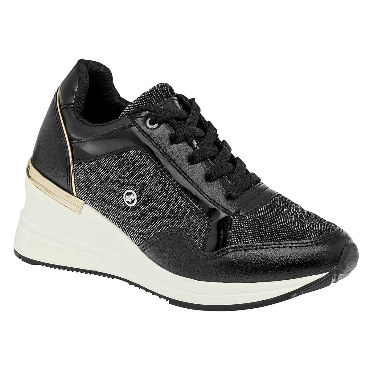 Tenis botín Exterior Textil Color Negro Con Plata Para Mujer De Ferrioni