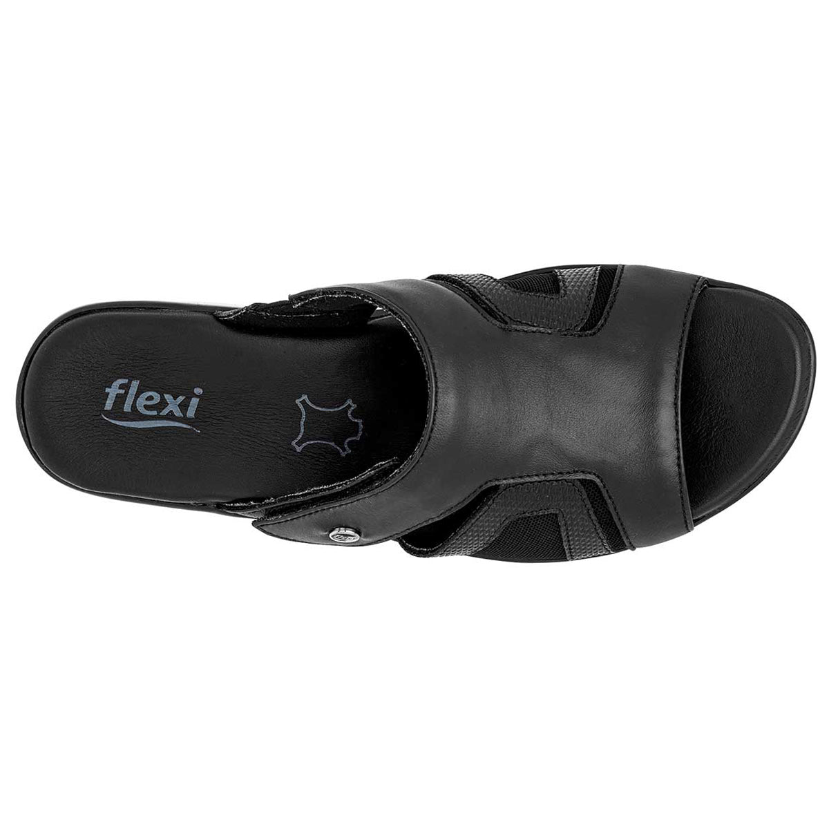 Sandalias de piso Exterior Piel Color Negro Para Mujer De FLEXI