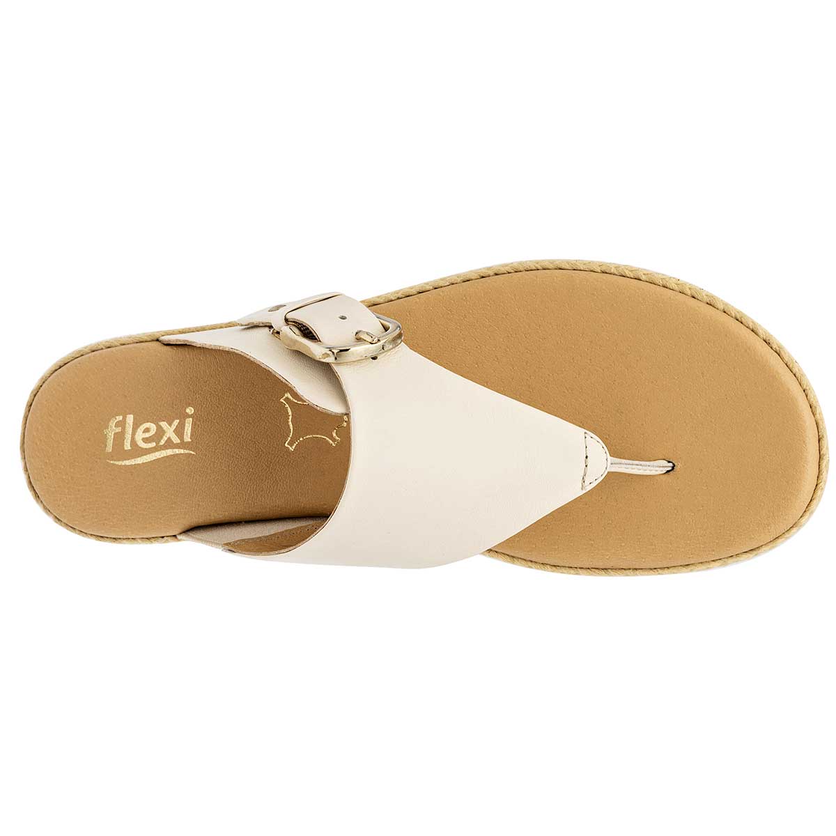 Sandalias de piso Exterior Piel Color Beige  Para Mujer De FLEXI