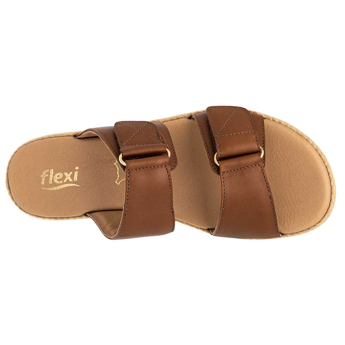 Sandalias de piso Exterior Piel Color Camel Para Mujer De FLEXI