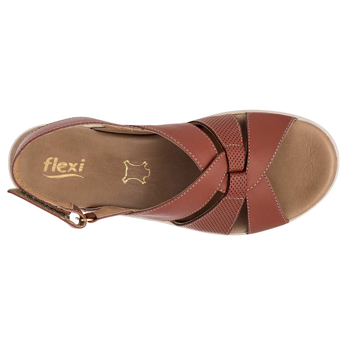 Sandalias con plataforma Exterior Piel Color Camel Para Mujer De FLEXI