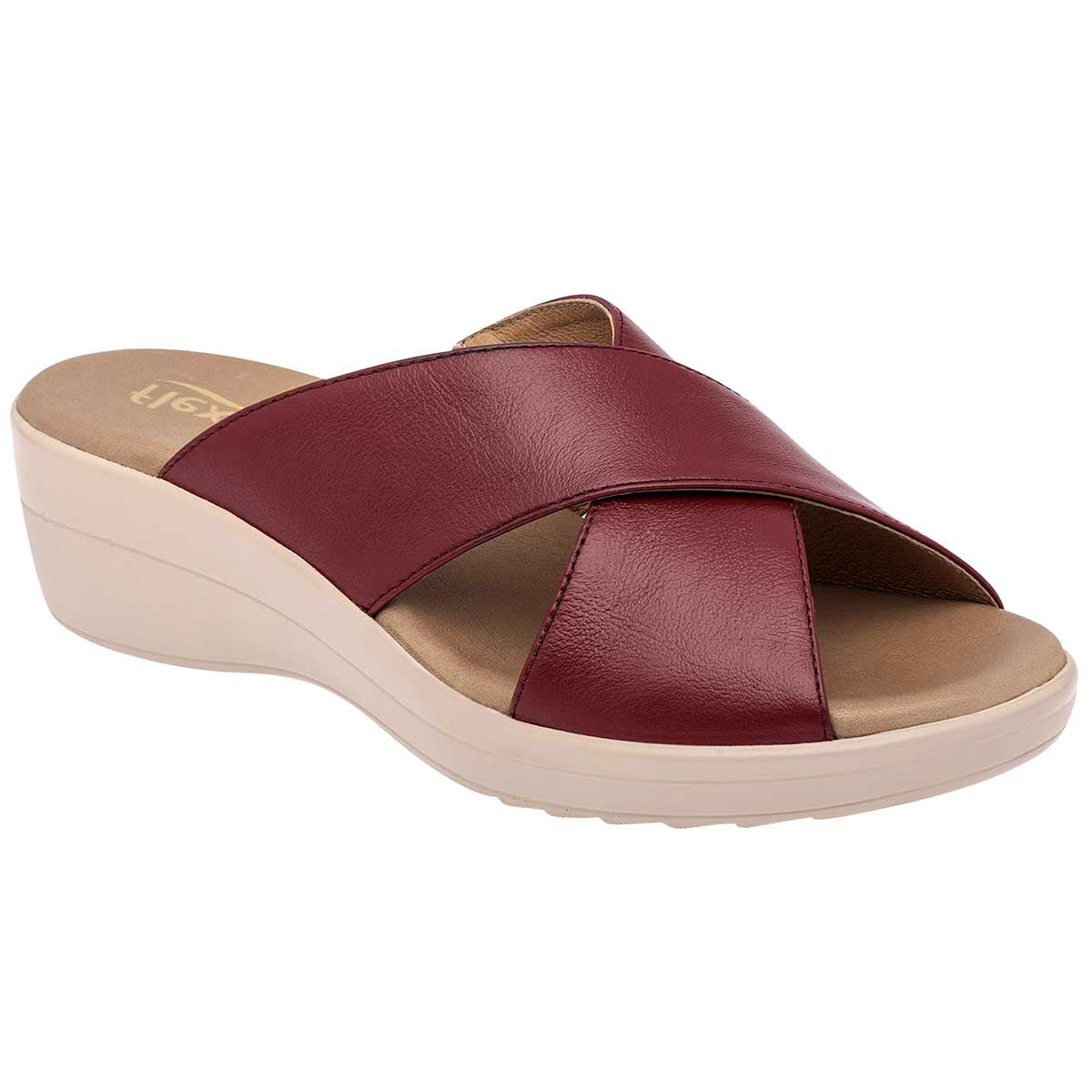 Sandalias con plataforma Exterior Piel Color Vino Para Mujer De FLEXI