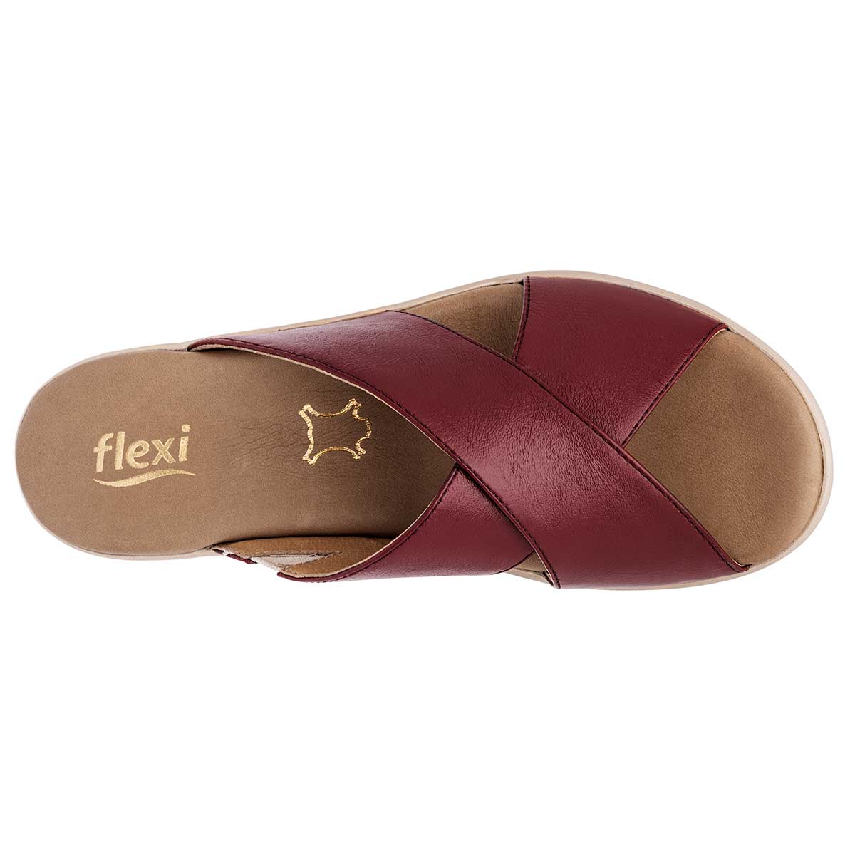 Sandalias con plataforma Exterior Piel Color Vino Para Mujer De FLEXI