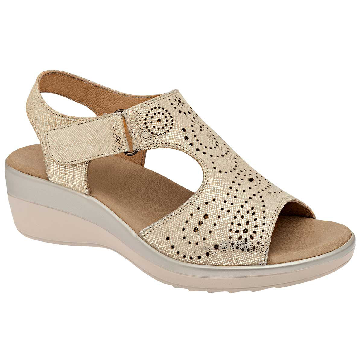 Sandalias con plataforma Exterior Piel Color Oro Para Mujer De FLEXI