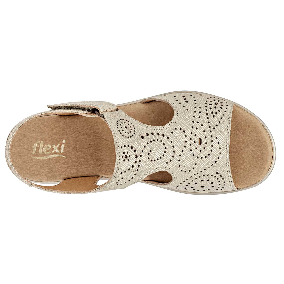 Sandalias con plataforma Exterior Piel Color Oro Para Mujer De FLEXI