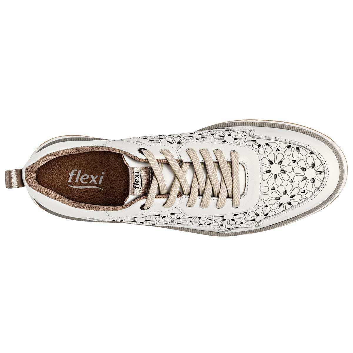 Tenis tipo Deportivo Exterior Piel Color Blanco Para Mujer De Flexi