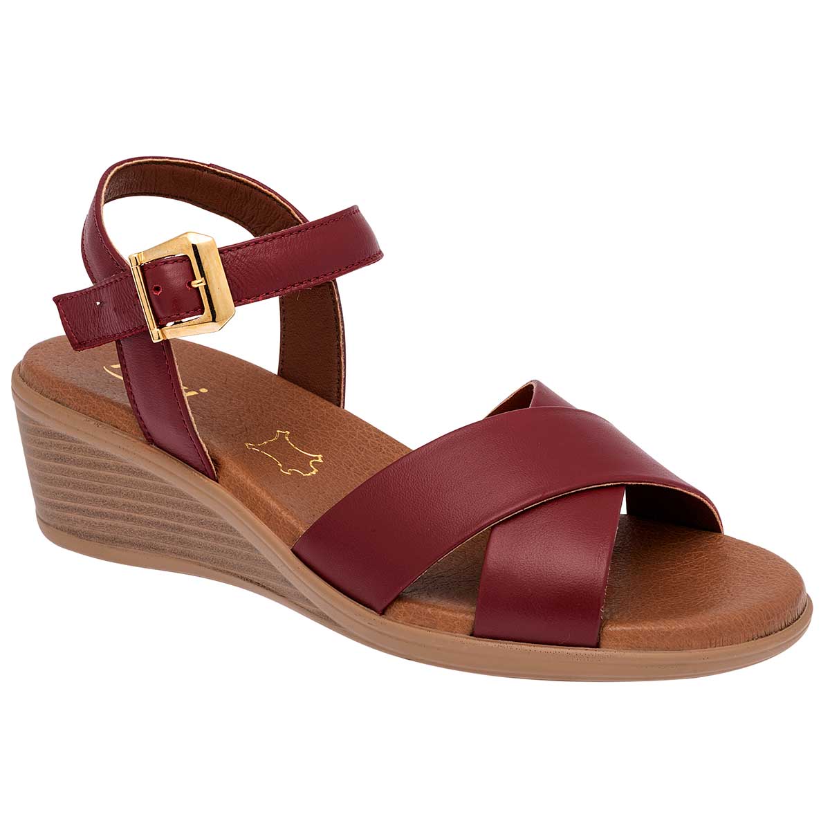 Sandalias con plataforma Exterior Piel Color Vino Para Mujer De FLEXI