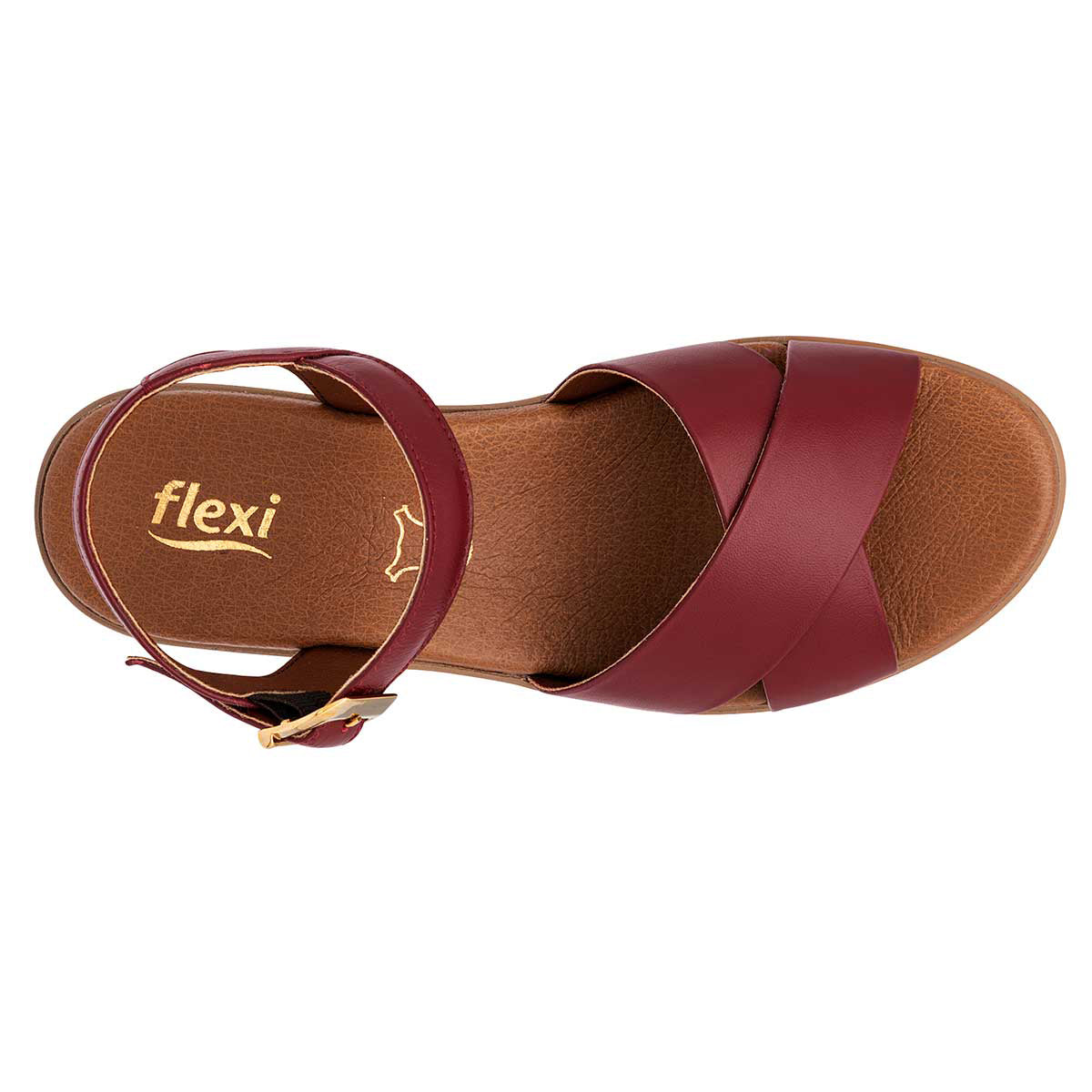 Sandalias con plataforma Exterior Piel Color Vino Para Mujer De FLEXI