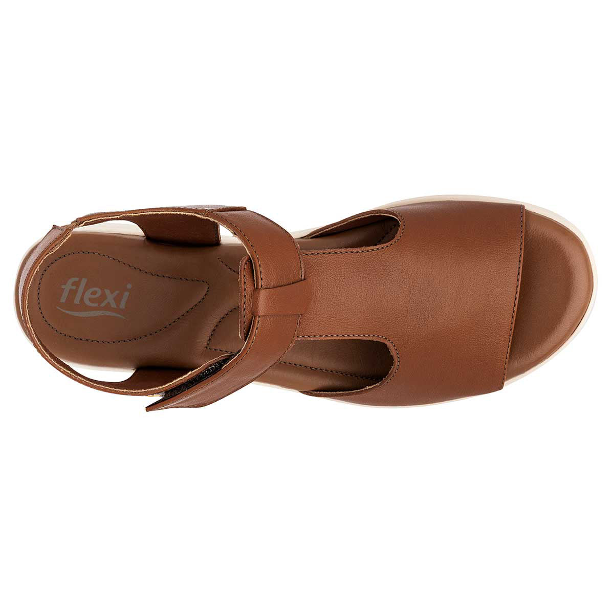 Sandalias con plataforma Exterior Piel Color Camel Para Mujer De FLEXI