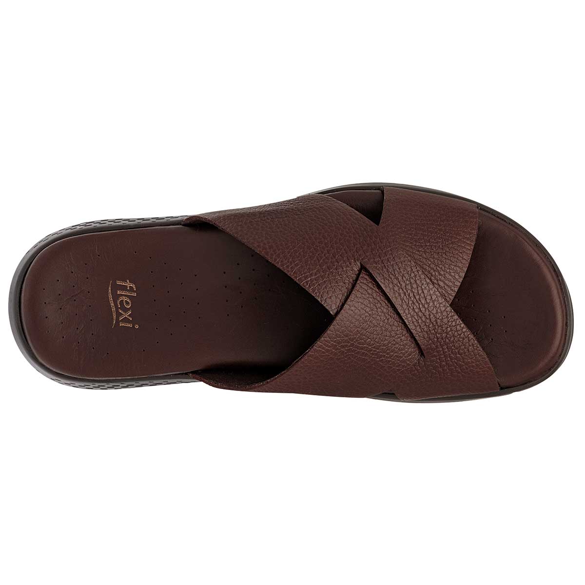 Sandalias de piso Exterior Piel Color Café Para Hombre De Flexi