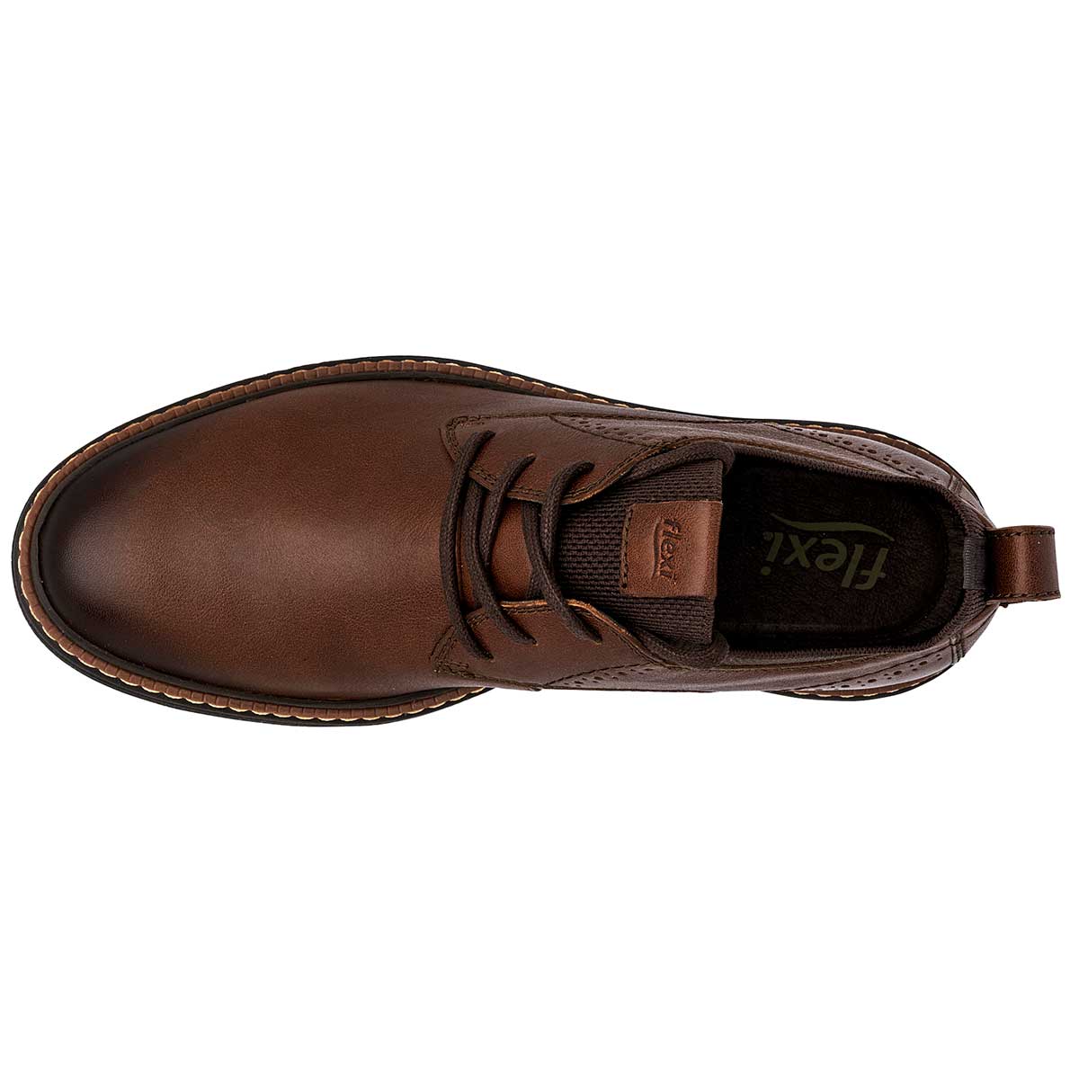 Zapato Oxfords Exterior Piel Color Camel Para Hombre De Flexi