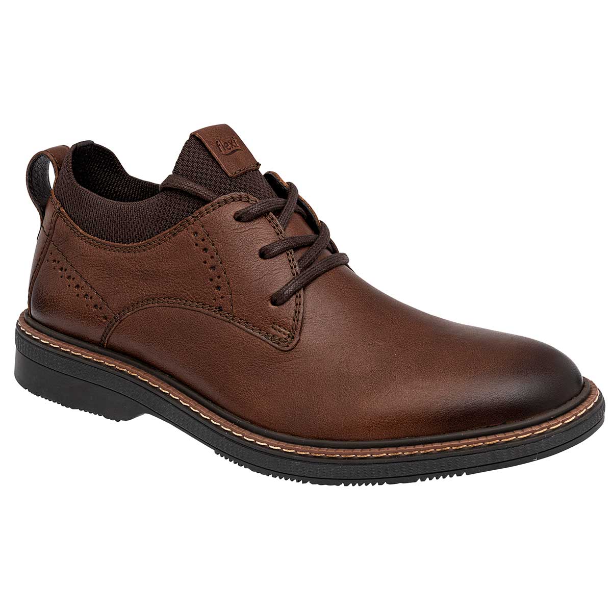 Zapato Oxfords Exterior Piel Color Camel Para Hombre De Flexi