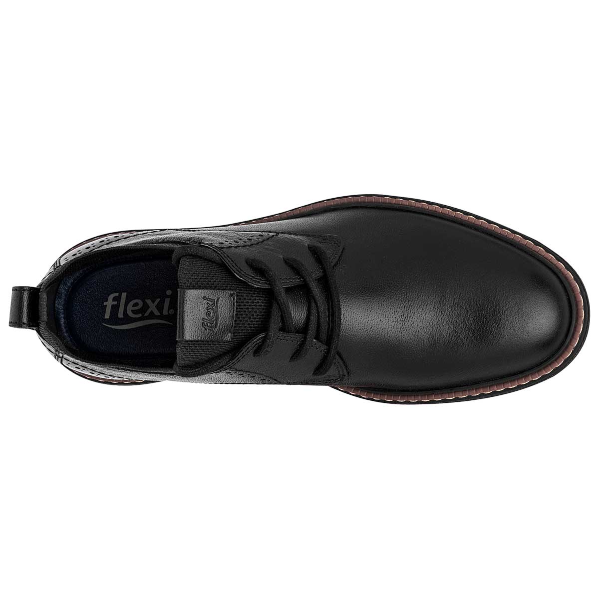 Zapato Oxfords Exterior Piel Color Negro Para Hombre De Flexi