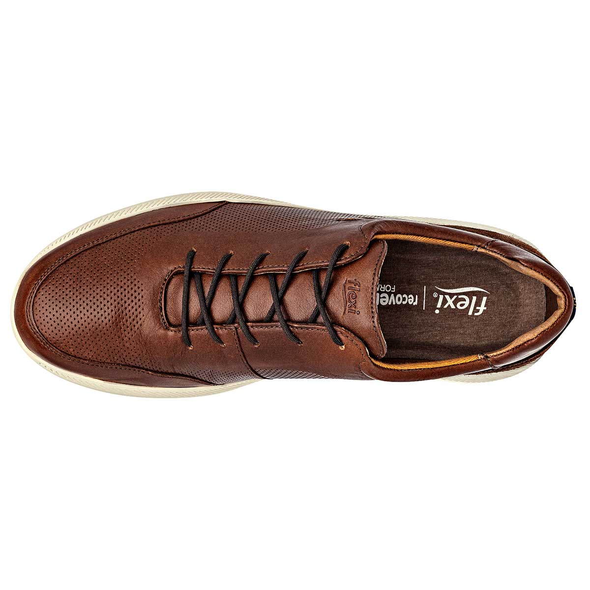 Zapato Confort Exterior Piel Color Camel Para Hombre De Flexi