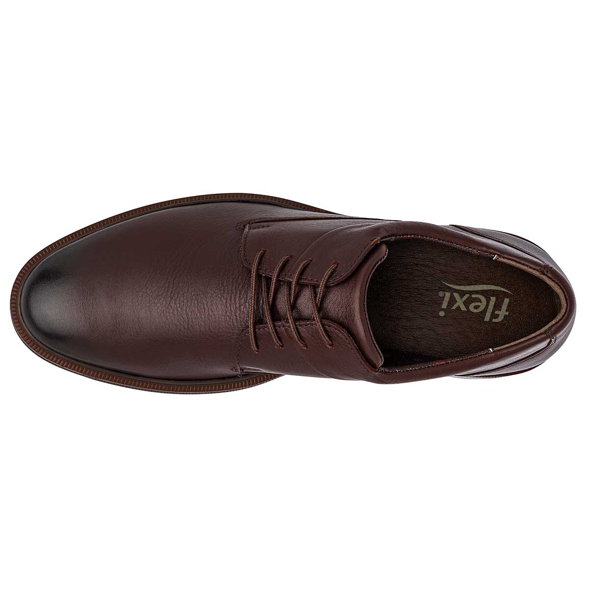 Zapato Oxfords Exterior Piel Color Vino Para Hombre De Flexi