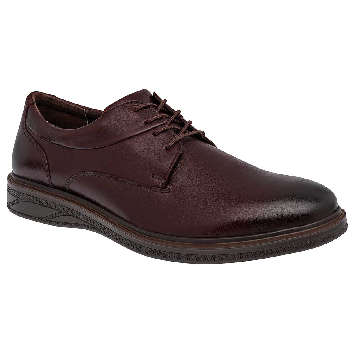 Zapato Oxfords Exterior Piel Color Vino Para Hombre De Flexi