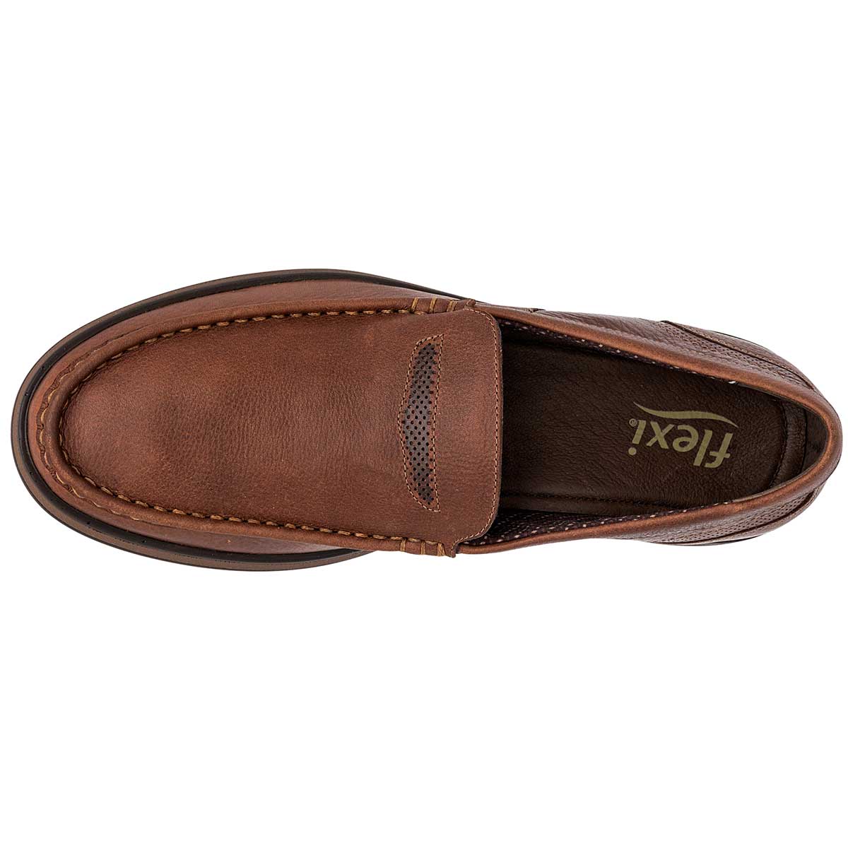 Mocasines Exterior Piel Color Camel Para Hombre De Flexi