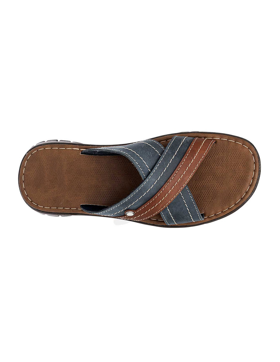 Sandalias de piso Exterior Piel Color Marino Para Hombre De RBCOLLECTION