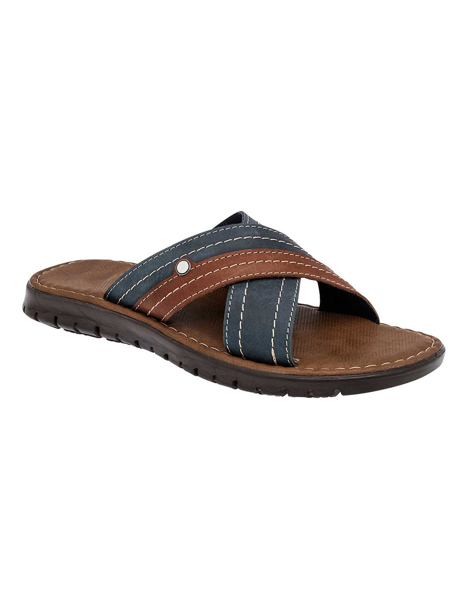 Sandalias de piso Exterior Piel Color Marino Para Hombre De RBCOLLECTION