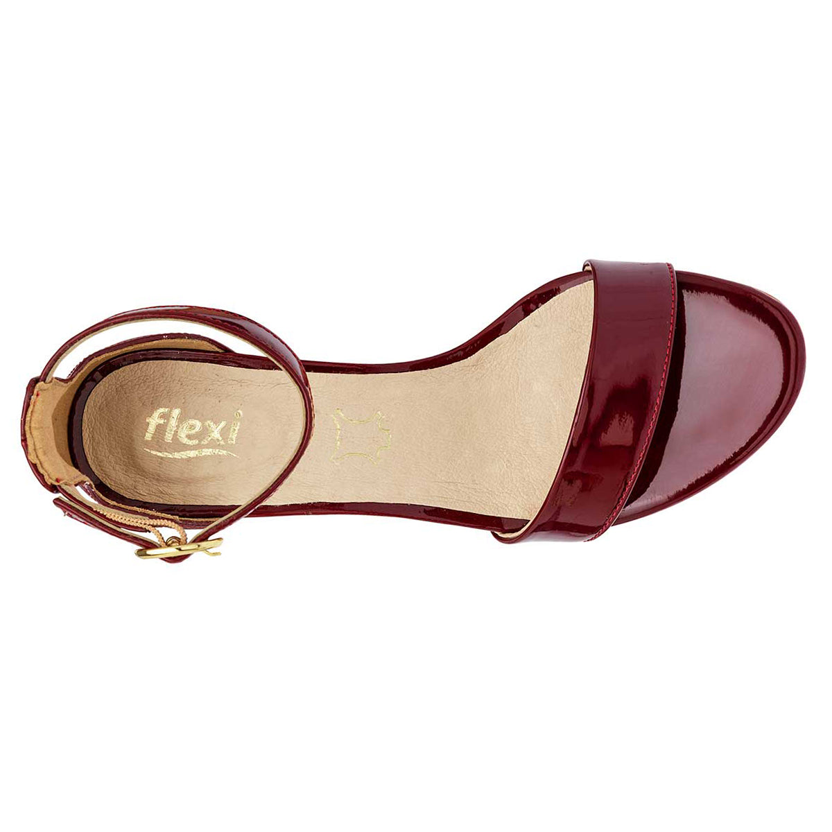 Sandalia con Tacón Exterior Piel sintética Color Vino Para Mujer De FLEXI