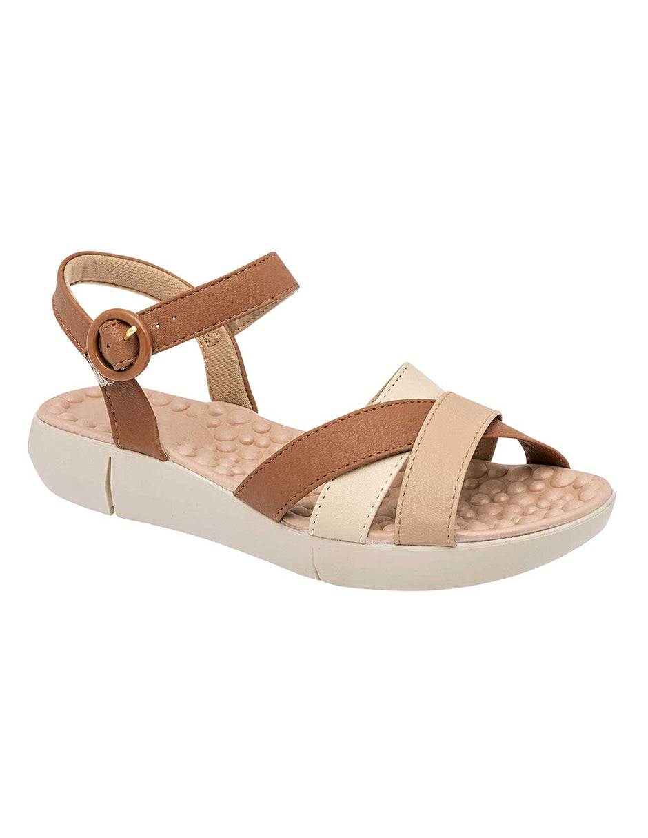 Sandalias con plataforma Exterior Piel sintética Color Camel Con Beige Para Mujer De RBCOLLECTION