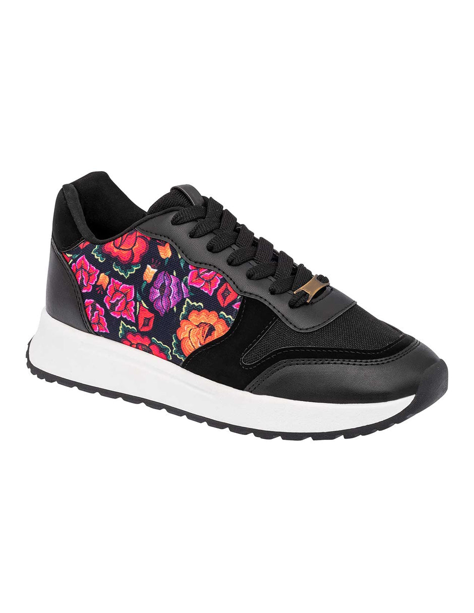 Tenis tipo Deportivo Exterior Textil Color Negro Para Mujer De RBCOLLECTION