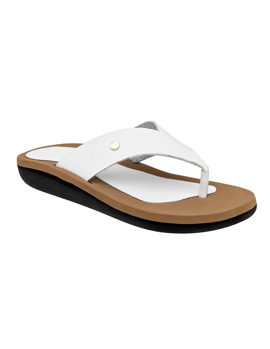 Sandalias de piso Exterior Piel Color Blanco Para Mujer De MORAMORA