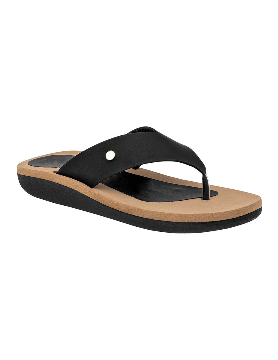 Sandalias de piso Exterior Piel Color Negro Para Mujer De RBCOLLECTION