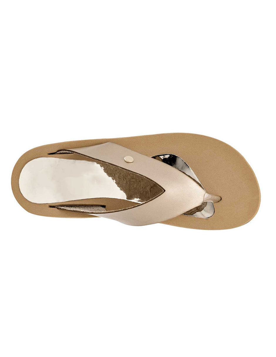 Sandalias de piso Exterior Piel Color Oro Para Mujer De MORAMORA