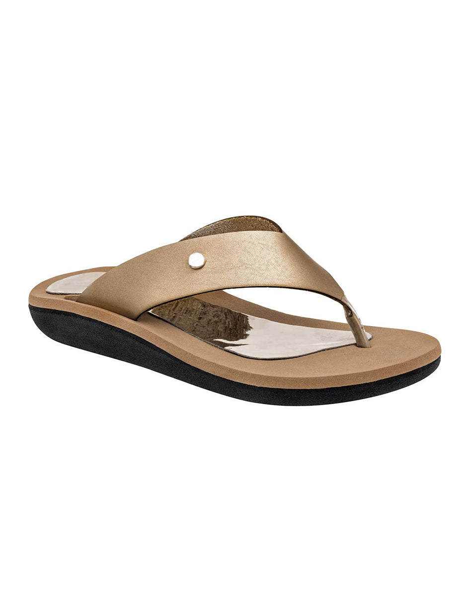 Sandalias de piso Exterior Piel Color Oro Para Mujer De MORAMORA