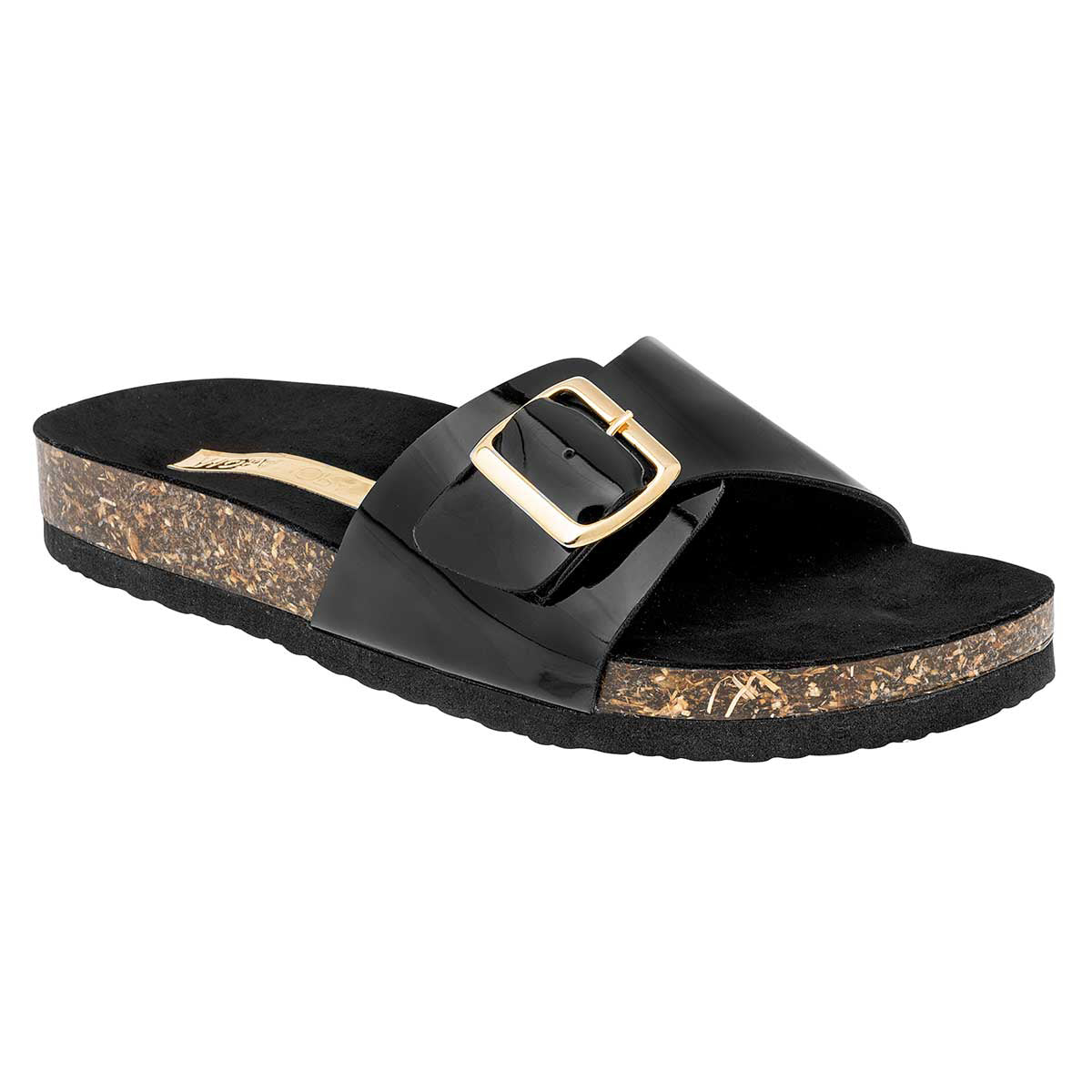 Sandalias de piso Exterior Piel sintética Color Negro De Charol Para Mujer De MORAMORA