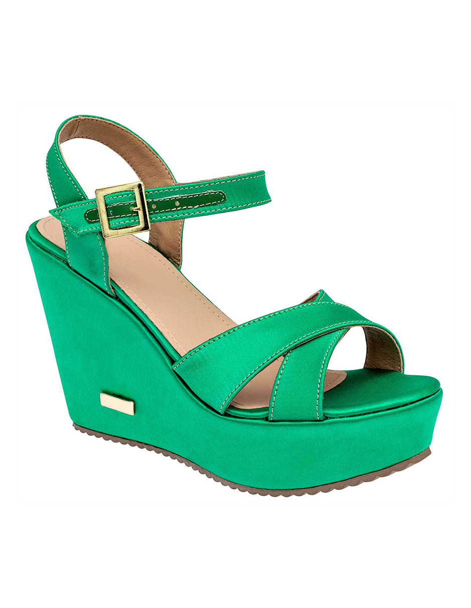 Sandalias con plataforma Exterior Textil Color Verde Para Mujer De RBCOLLECTION