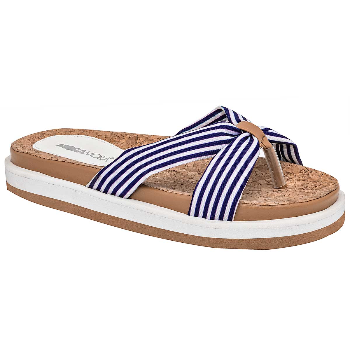 Sandalias de piso Exterior Textil Color Blanco Con Marino Para Mujer De MORAMORA