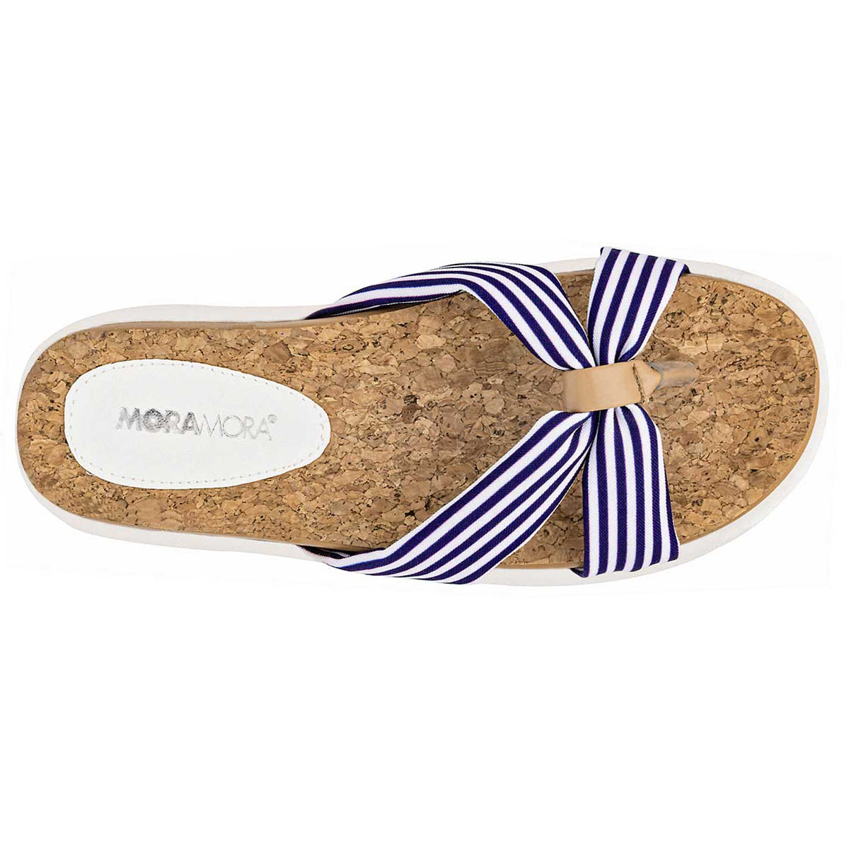 Sandalias de piso Exterior Textil Color Blanco Con Marino Para Mujer De MORAMORA