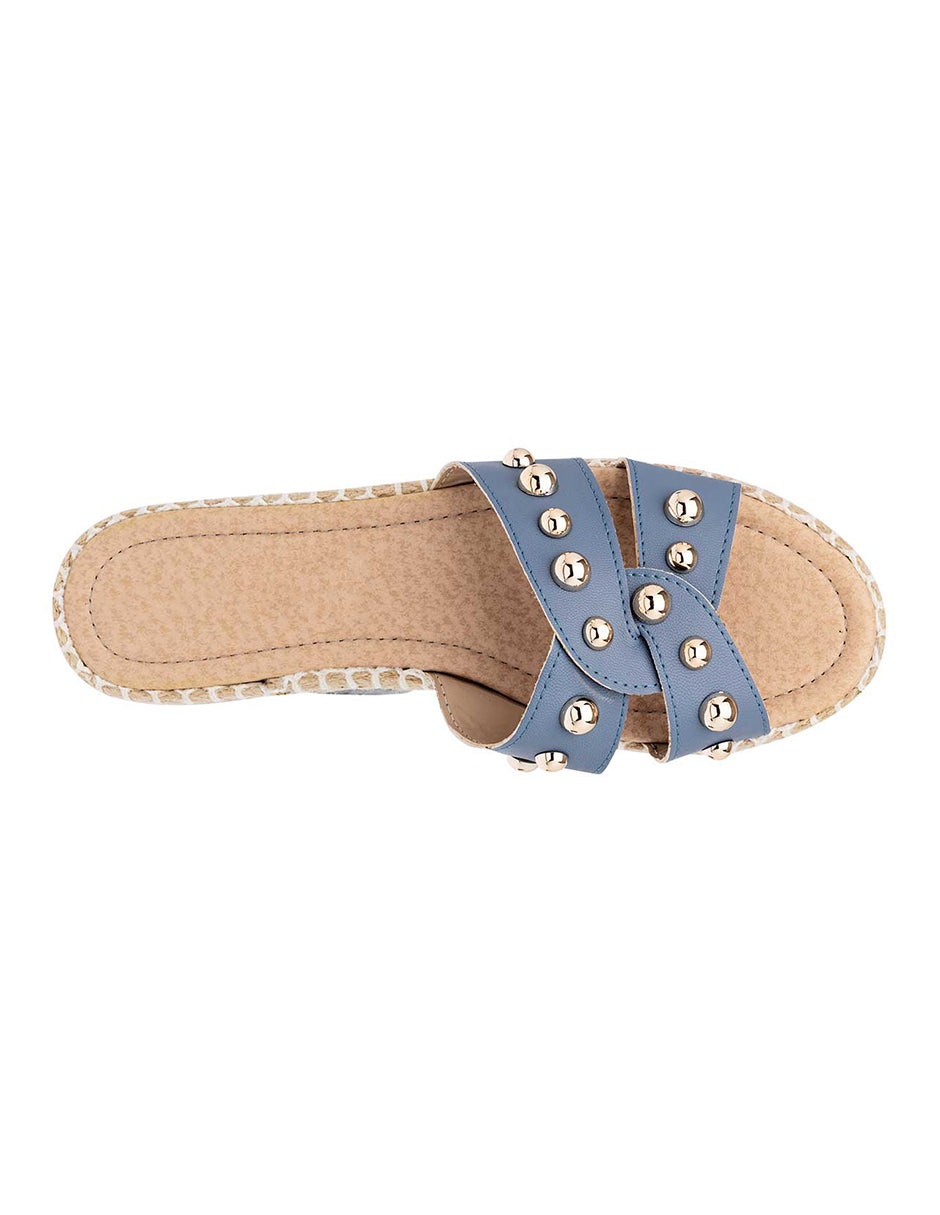 Sandalias de piso Exterior Piel sintética Color Azul Para Mujer De RBCOLLECTION