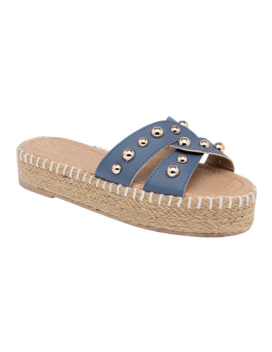 Sandalias de piso Exterior Piel sintética Color Azul Para Mujer De RBCOLLECTION