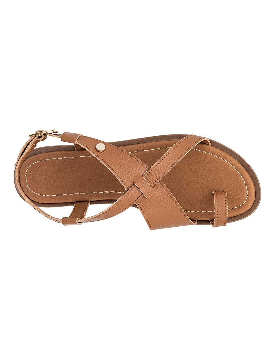 Sandalias de piso Exterior Piel Color Camel Para Mujer De RBCOLLECTION